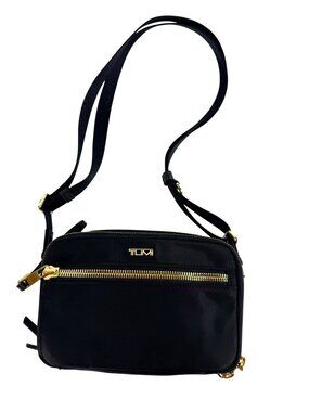 Tumi Voyageur Langley Crossbody Bag Black Gold Luxury Sling Nylon Lightweight